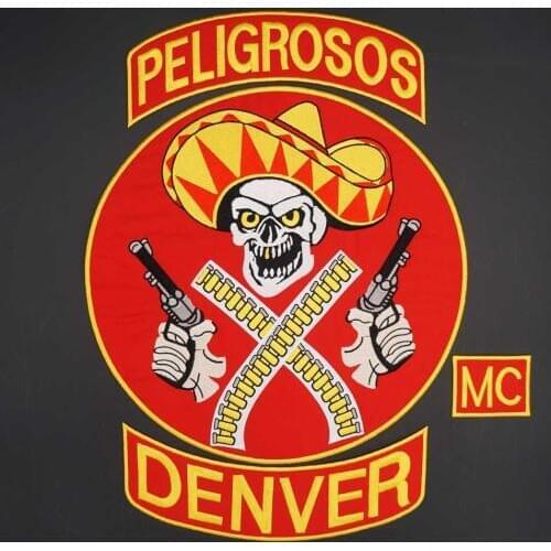 Peligrosos Denver MC Large Patch Motorcycle Locomotive Embroidery Badge Sticker Cloth Leather Jacket Decoration