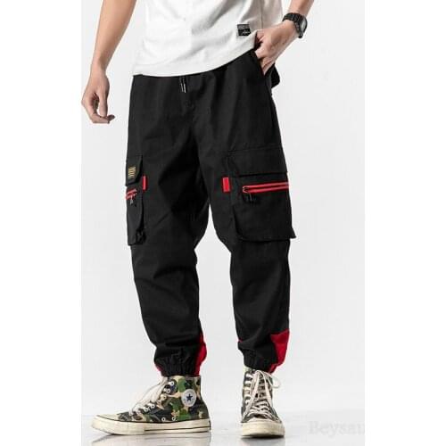 New Harajuku Cotton Multi-Pockets Korean Style Fashion Cargo Pants Men Autumn Hip Hop Streetwear Casual Elastic Waist Trousers