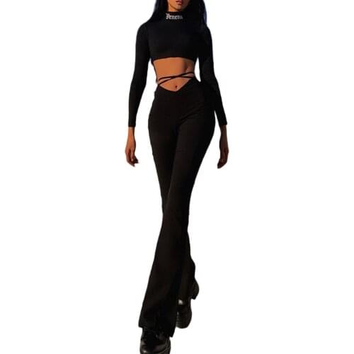 Female Trousers Adults Solid Color High Waist Bell-Bottomed Pants for Spring Fall White Black Purple Green XS/S/M/L