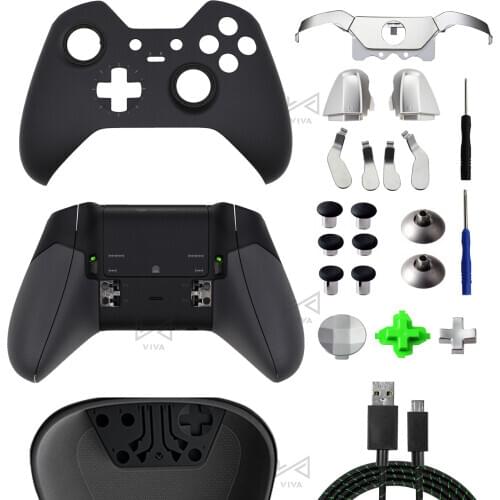 Repair Parts For Xbox One Elite Gamepad Housing Shell Front Cover Back Case LB RB Bumper Rubberised Grips Buttons LT RT Trigger