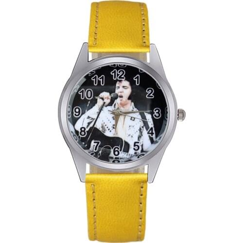 Cartoon Elvis style Childrens Watches Kids Students girls Boys Quartz Leather strap Wrist Watch Jc66