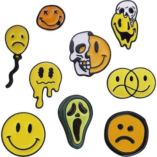 Skull Badges Enamel Pin Brooches For Women Anime Smiley Pins Metal Brooch Enamel Badges On Clothes Horror Deadpool Avatar Badges