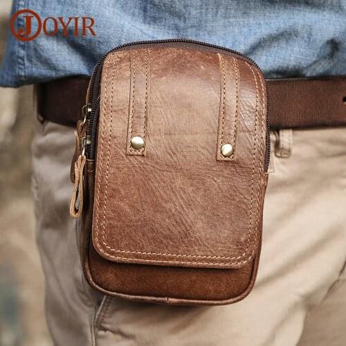 JOYIR Genuine Leather Vintage Waist Bag Cowhide Fashion Bum Bag Waist Belt Pack Cigarette Case Phone Pouch Waist Packs Male