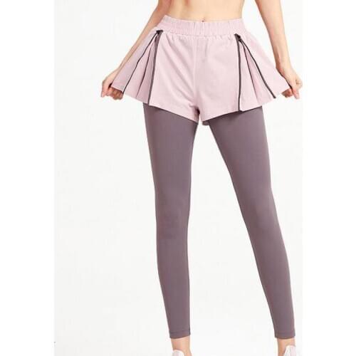 Two Piece Fitness Pants High Waist Running Yoga Sports Quick Dry Pink Purple Black Tight Pants Women 134