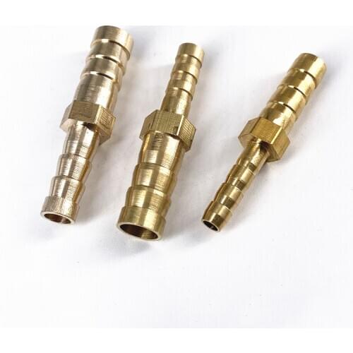 Brass Barbed Pipe Fitting 2 Way Straight Reducer Coupler Connector 4/5/6/8/10/12/14/16mm Hose Barb