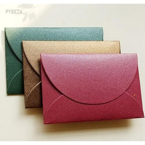 100pcs- 9*6cm Mini size 250gsm Pearl paper envelope message card bank card membership card decorate envelope invitation