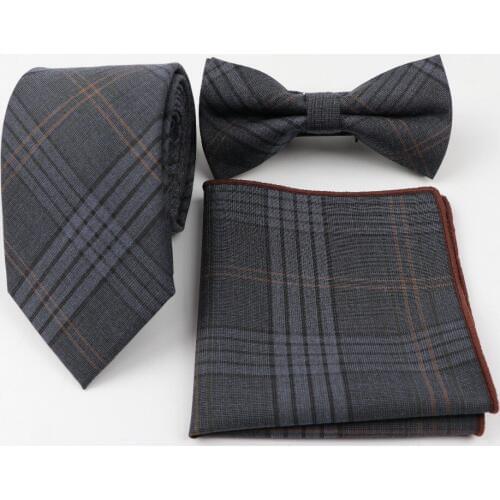 3 PCS Men Striped Bowtie Tie Pocket Square Wedding Dress Suits Bow Ties Handkerchief Set Lots