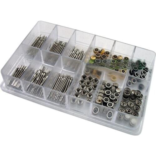 144 PCS Watch Stem + Watch Crown Parts Box Set for Ladies and Quartz Watches