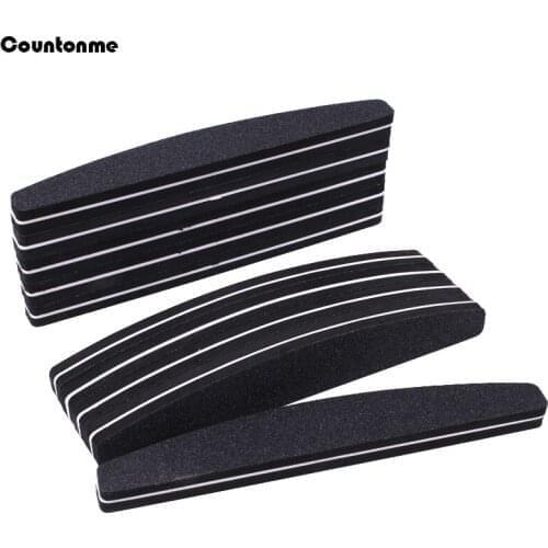 5Pcs Black Sponge Nail File Set Boat Buffer Block 100/180 Pedicure Buffing Polishing Nail Files Grinding Filing Beauty Tools