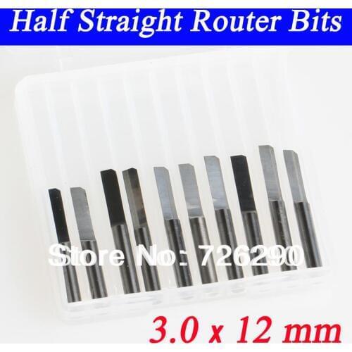 10pcs 3.175*3.0*12mm TOP Quality One Straight Flute Cutting Bit half straight CNC router bits HUHAO