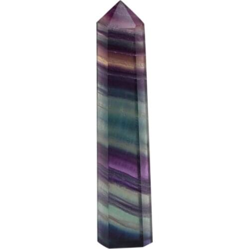 Natural Hexagonal Crystal Quartz Healing Fluorite Wand Stone Purple Green Gem Childrens Toy Living Room Crystal Stone Ornament