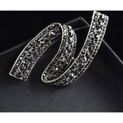 Delicate Women Wedding Bouquet Brooch Vintage Stylish Black Color Jewelry Accessories Pin For Women Banquet