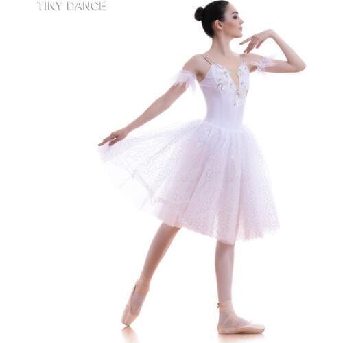 New Arrival of Adult Girls Swan White Ballet Dance Tutu Leotard Dress Performance Costume Romantic Tutus Ballerina Costume 18712