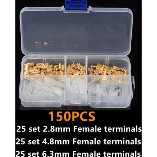 150PCS 2.8/4.8/6.3mm Spade Crimp Terminals Insulated Electrical Wire Connectors Female Terminal Connector Assortment Kit