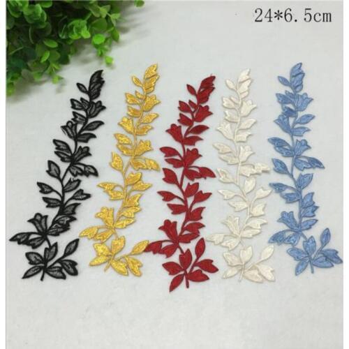 Wholesale 20pcs 24*6.5CM Embroidered Sewing On Patch Iron-On Patch Stickers For Clothes Sewing Fabric Applique Supplies YH50