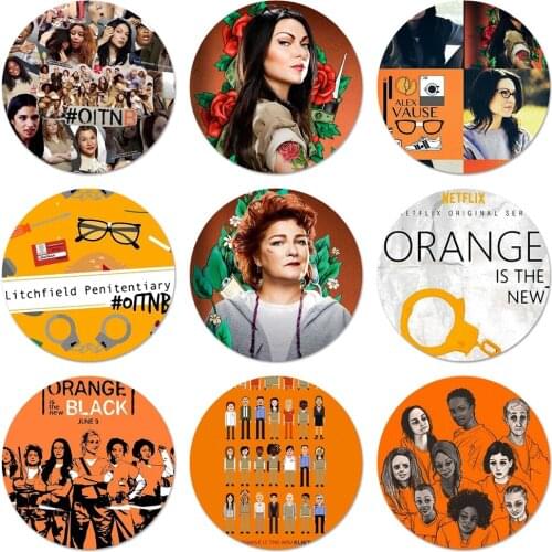 ORANGE IS THE NEW BLACK Icons Pins Badge Decoration Brooches Metal Badges For Backpack Decoration 58mm