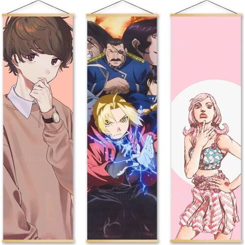 Hang Painting Fullmetal Alchemist Modern Wall Art Picture Wooden Scroll Print Canvas Popular Animation Poster Home Decor Bedroom