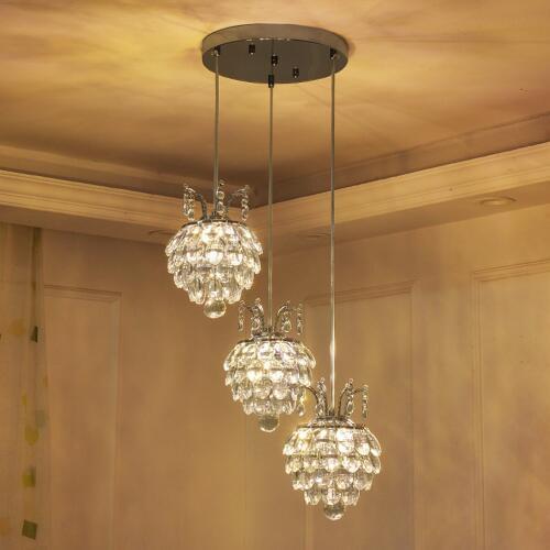Cord Pendant Lamp Crystal Pendant Light Chrome Hanging Lamp Modern Pendant Lights for Dining Room Modern Kitchen Hanging Lights
