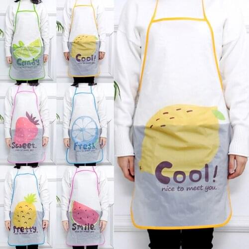 Cute Fruit Apron Ladies Sleeveless Translucent Waterproof Oil Proof Kitchen Cooking Waist Bib Home Kitchen Supplies