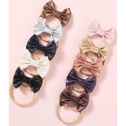 1pcs Baby Bow Headband for Girls PU Hair Band Nylon Hairband Newborn Photography props Toddler Baby Hair Accessories