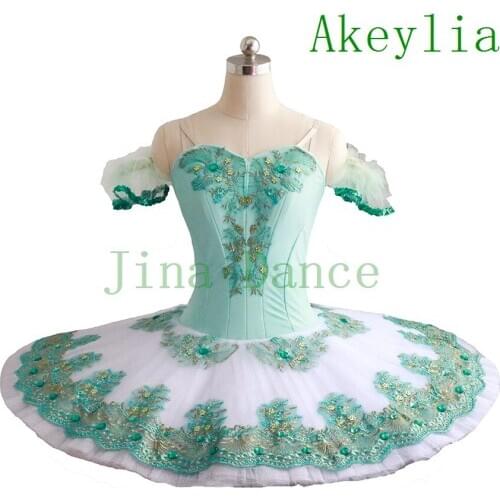 Mint Green Pancake Tutu Ballet Performance Competition Ballet Stage Costume Light Green White Adult Classical Ballet Tutu Girls