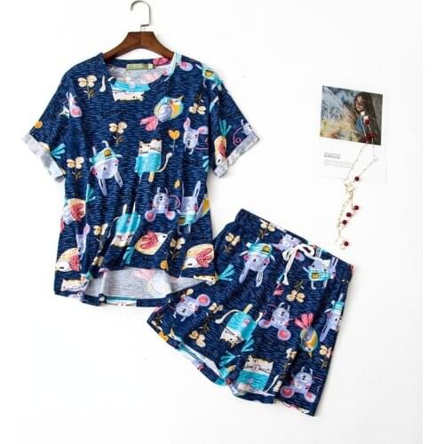 QWEEK Japanese Kawaii Pajamas Suit with Shorts for Women Sleepwear Cotton Pijamas Two Piece Set Summer Nightwear Pyjamas Cute