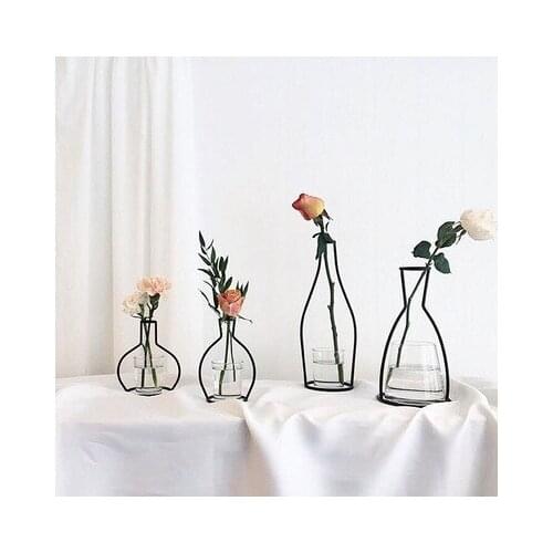 Retro Iron Line Table Flowers Vases Nordic Decoration Home Metal Plant Holder Nordic Styles Flower Vase Home Decor Plant Pot