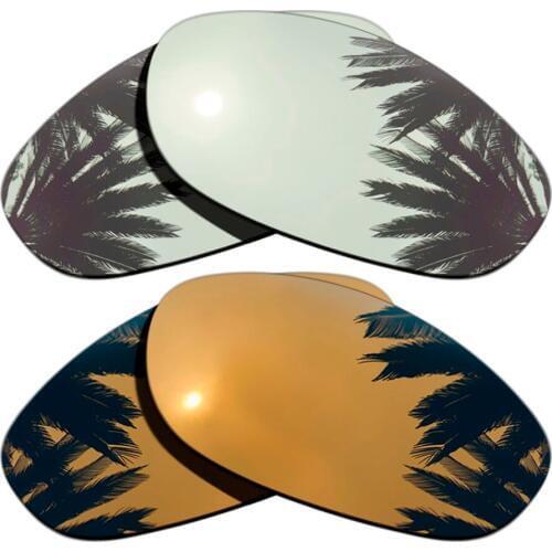 Silver Mirrored+Bronze Gold Mirrored Coating) 2-Pairs Polarized Replacement Lenses for Monster Dog 100% UVA & UVB Protection