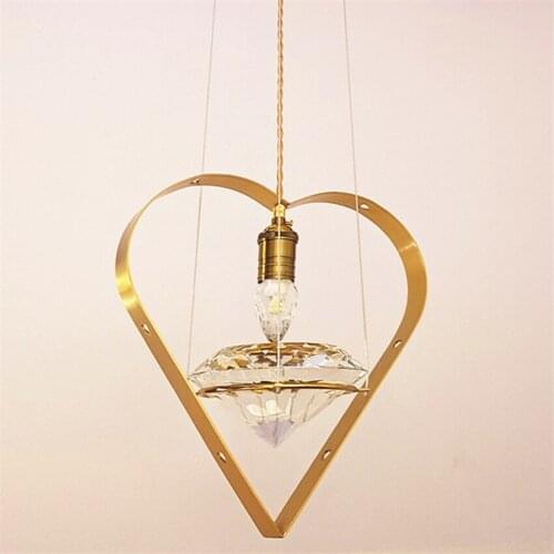 Nordic novelty diamond crystal pendant lights modern romantic ring shape lamps bedroom dining room deco hanging lights lighting