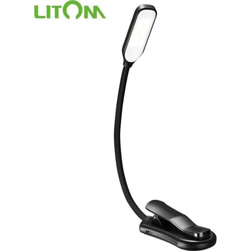 LITOM 10 LED Foldable 3 Color Temperature Desk Lamp USB Powered Rechargeable Book Reading Night Light 15 Hours Lighting Time