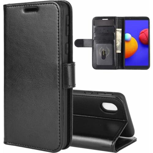 SM-A013F Case for Samsung Galaxy A01 Core 5.3in Cover Wallet Card Stent Book Style Faux Leather Flip Protect Black A01Core A013