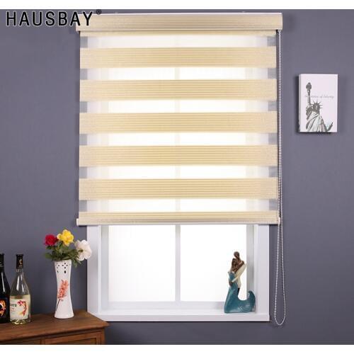 Modern Half Blackout Zebra Blinds Double Layer light shading Window Roller Blinds for Living Room Bedroom Study Office JR1004