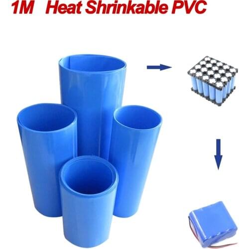 1M Lithium Battery Heat Shrinkable Sleeve PVC Heat Shrinkable Film Shrink Tube Wrapping Insulation Battery Cable Sleeves PVC