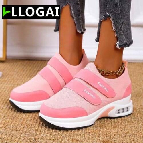 2021 Women Fashion Vulcanized Shoes NEW Platform Solid Color Casual Ladies Shoes Fabric Breathable Wedges Women Walking Sneakers