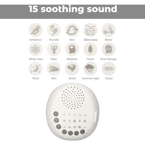 Sound Machine Baby Sleep Soothers White Noise With 15 Soothing Sounds 15,30,60 Minutes Timer For Home Office Travel