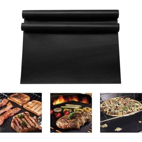 1/2Pcs Non-stick BBQ Grill Mat Heat Resistance Baking Mat Cooking Grilling Sheet Barbecue Oven Tool Reusable Cooking Pad 34*24cm