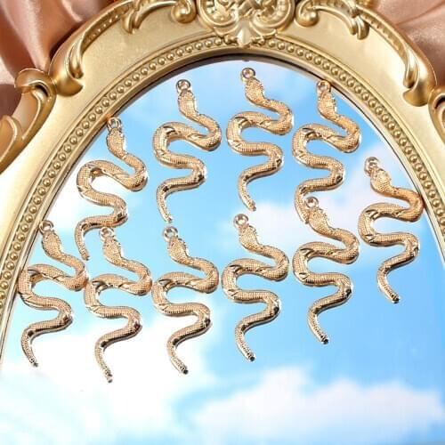 10Pcs/set Snake Charms Gold Silver Color Metal Pendant Making DIY Charms Necklace Earrings Bracelet For Woman Fashion Jewelry