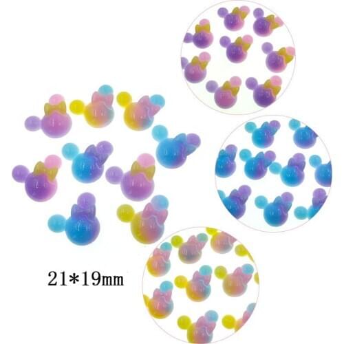 10pcs/lot kawaii flat back resin colorful mouse with bow new arrival DIY resin cabochons accessories