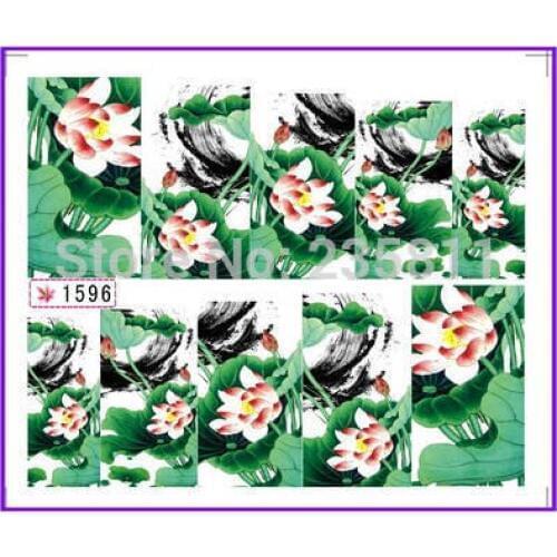 1X Nail Art Water Stickers Nail Decals Stickers Water Transfers Decal Full Page Cover Lotus SY1596