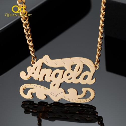 3D Double layer Gold Plated Personalized Name Necklace Customized Stainless Steel Pendant For Women Jewelry Birthday Gifts
