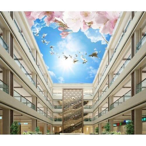 3d ceiling murals wallpaper Clouds Sun Peach Pigeon Ceiling Mural photo wallpaper for walls Home Decoration