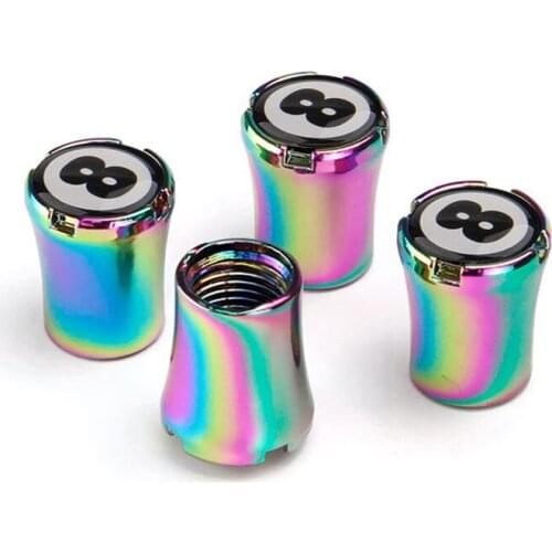 4pcs/Lot Billiards Black 8 Car Tire Valve Caps For Audi A3 A4 A5 A6 Q3 Q5 Q7 Wheel Tires Air Dust Waterproof Screw Airtight Cap