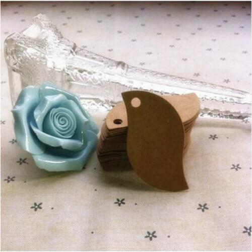 5*3cm Hot Sale Leaf Shape Brown Kraft Paper Decoration Blank Hang Tags Diy Dress Accessories Tag With Hemp Rope 400pcs/lot