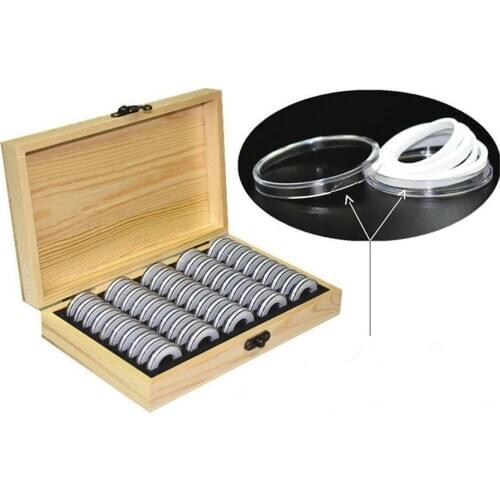 50pcs Box Wooden Zodiac Coin Storage Protection Box Commemorative Coin Collection Holder Home Containers