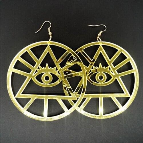 Free Shipping!! 8cm Round Evil Eye Round Acrylic Mirror Earrings