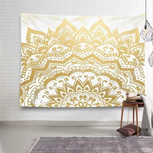Bohemia Gold Summer Mandala Frame Tapestry Vintage Exotic for Bedroom Photography Wall Decor