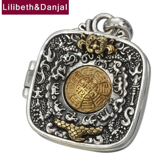 Buddha Zodiac Gawu Box Instrument Vajra Pendant 100% Real 925 Sterling Silver Men Women Necklace Pendant jewelery aladdin 2019 P