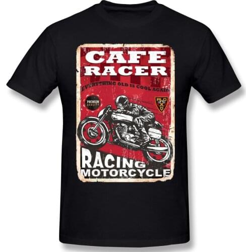 Cafe Racer Poster T Shirt Oversized O-neck Cotton Custom Short Sleeve Men Tshirt