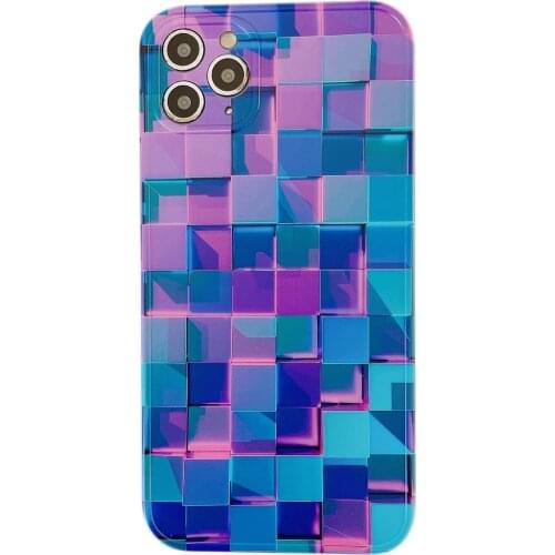 Purple Cubes Cyberpunk Case for iPhone 11 12 Pro Max 8 7 6 6s Plus Xr XsMax X Xs SE 2020 12 Color Candy Soft Back Cover