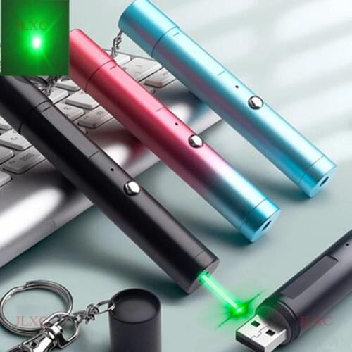 Colorful Green Laser Pointer USB powerful laserpointer High Power Built-in battery red Dot Laser Pen Single Point For hunting